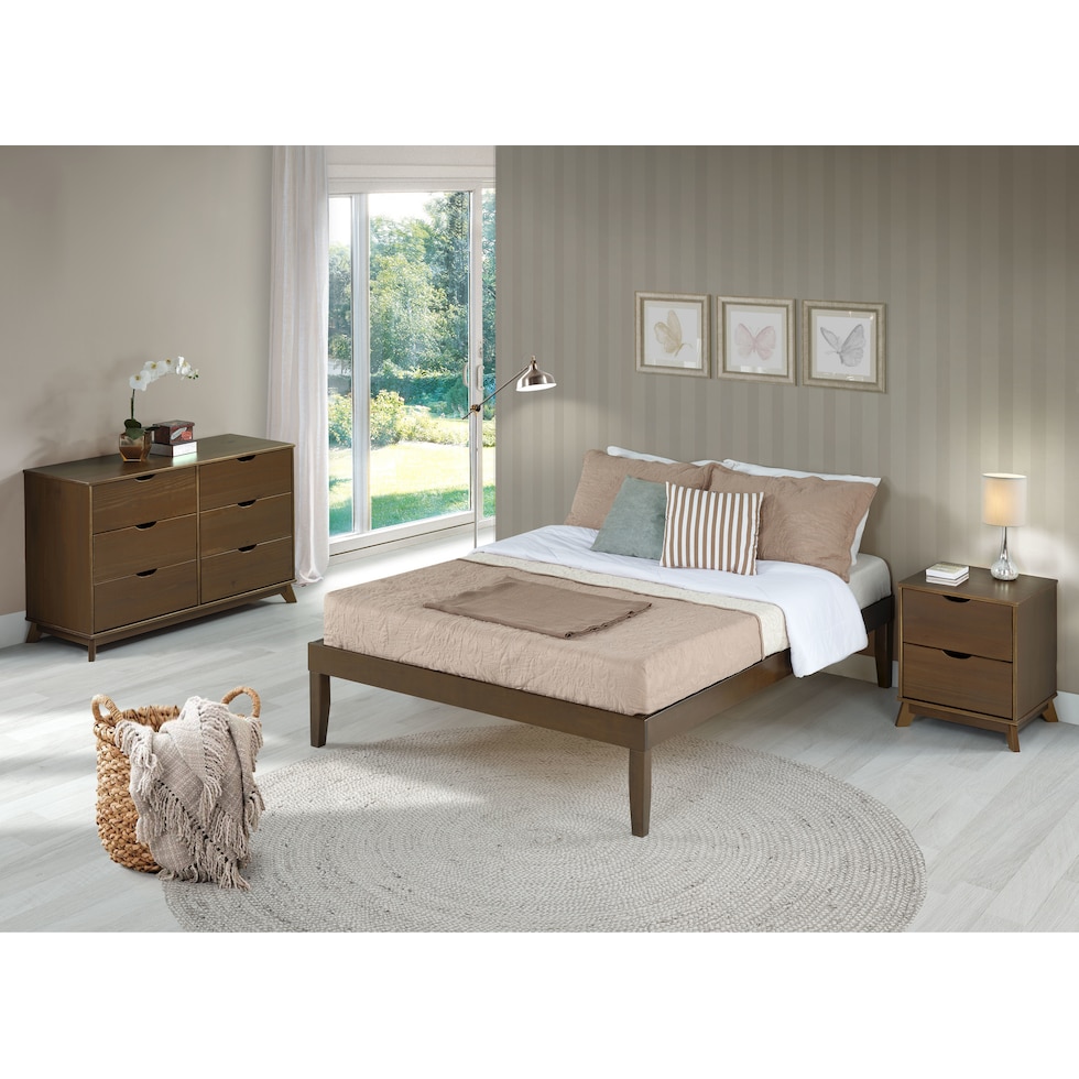 elna dark brown full bed   