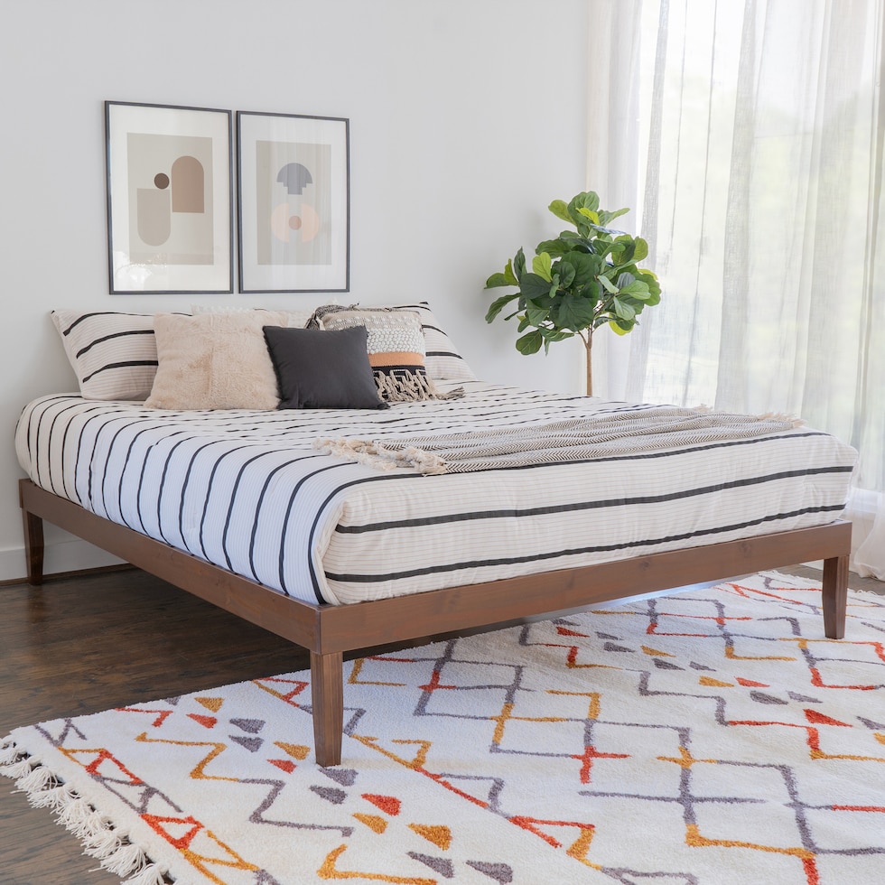 elna dark brown king bed   
