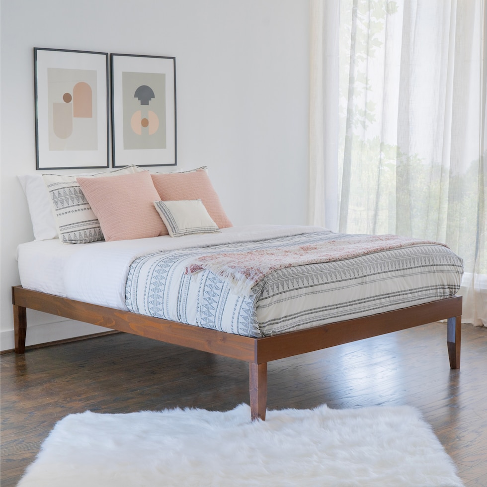 elna dark brown queen bed   