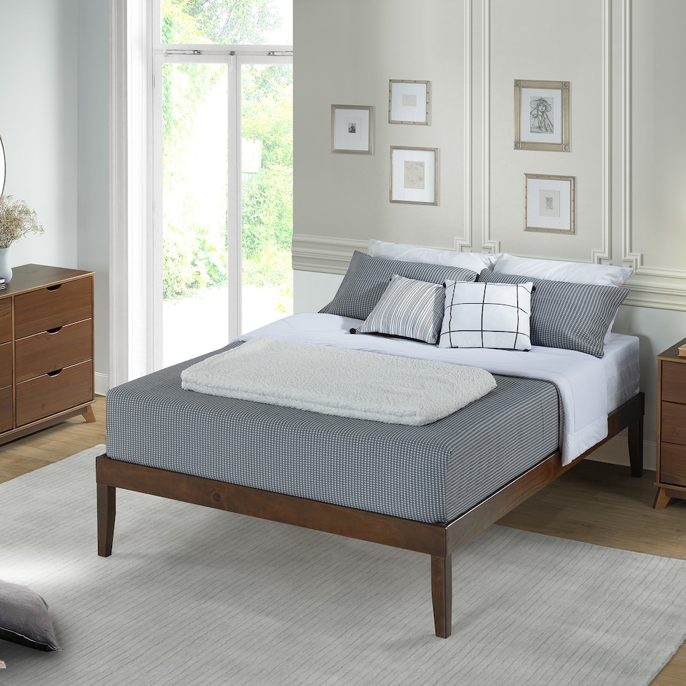 elna dark brown queen bed   