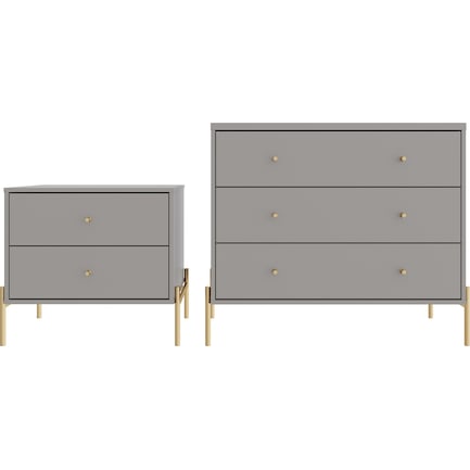 Elowen 3 Drawer Dresser and 2 Drawer Nightstand Set - Gray