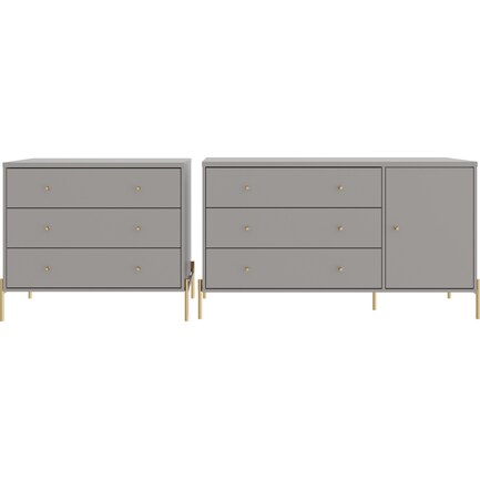 Elowen 3 Drawer Dresser and Combo Dresser Set - Gray