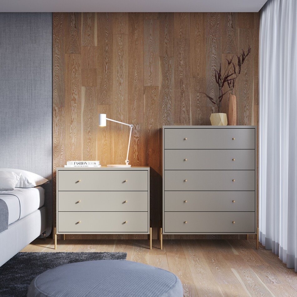 Elowen 3 Drawer Dresser and Chest Set Gray Value City Furniture