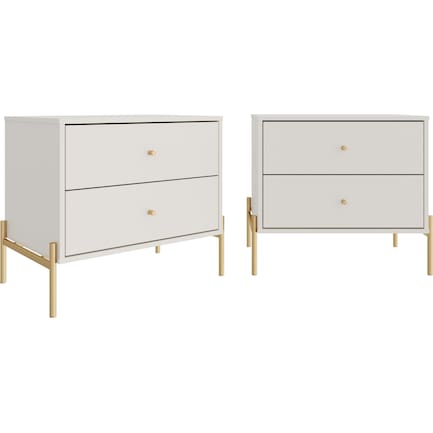 Elowen Set of 2 2 Drawer Nightstands - Off White