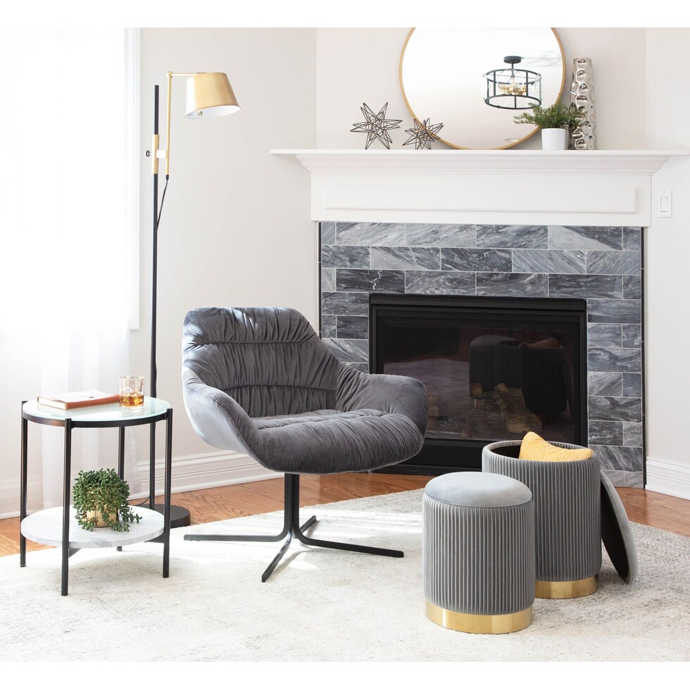 elsa gray accent chair   