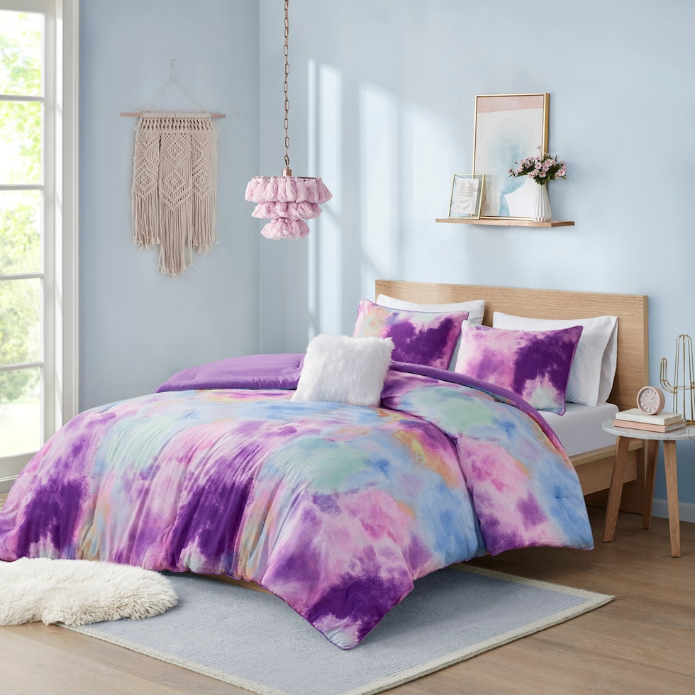 emberly purple full queen bedding set   