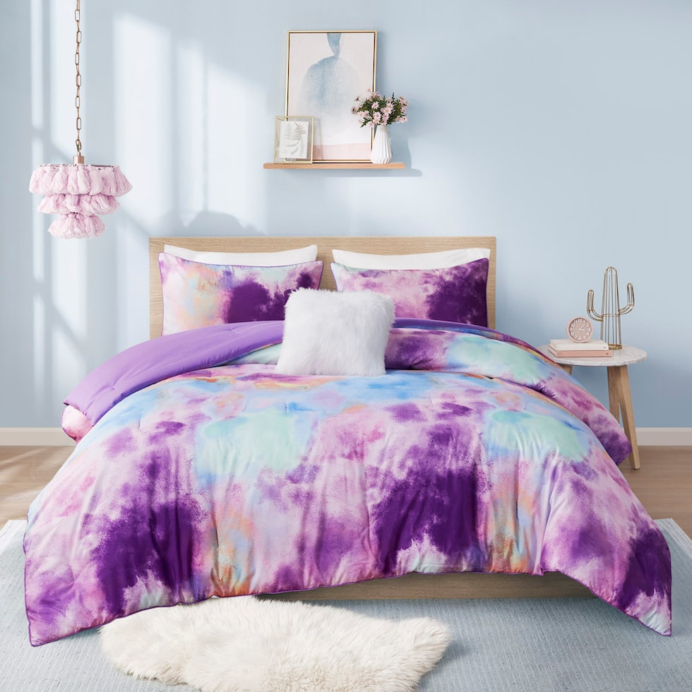 emberly purple full queen bedding set   