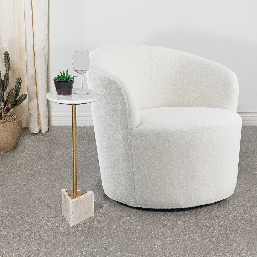 emberson white swivel chair   