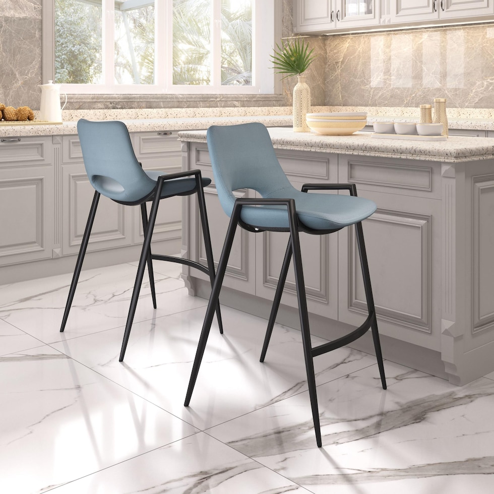Emerson Set of 2 Counter-Height Stools - Blue/Black | Value City