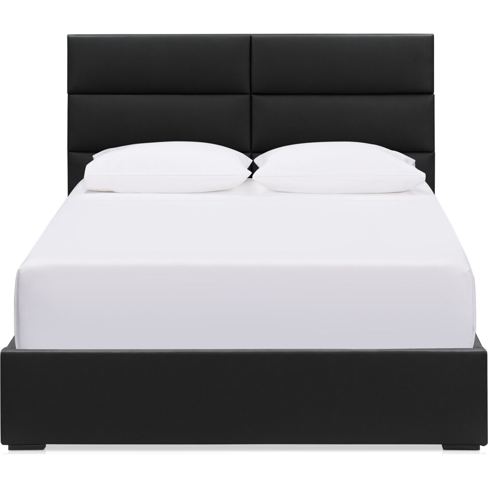 emilio black queen upholstered bed   