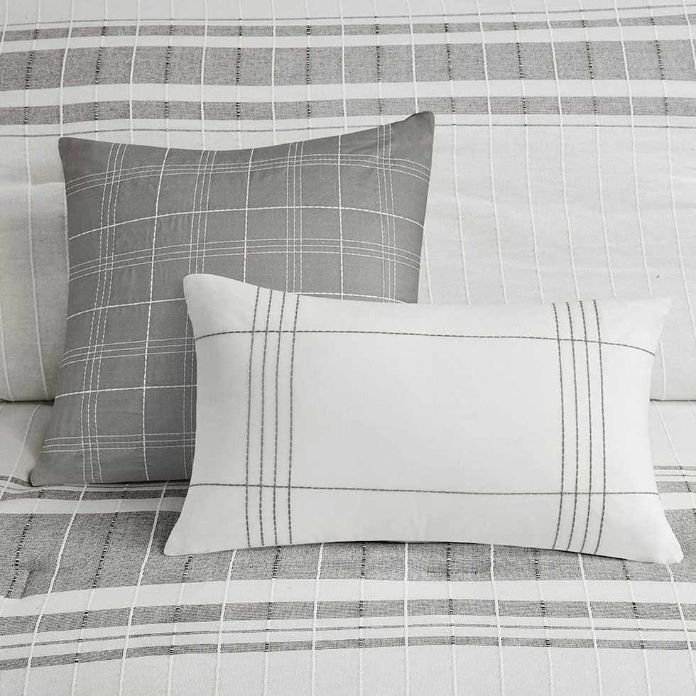 emily white gray king california king bedding set   