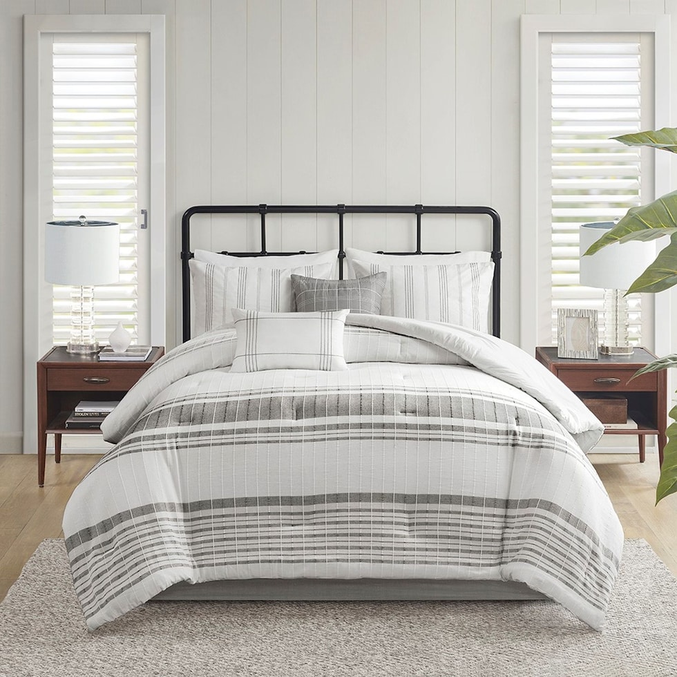 emily white gray queen bedding set   