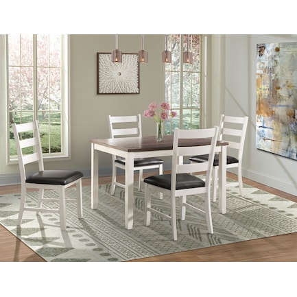 Emmaline Dining Table and 4 Chairs - Cream/Brown