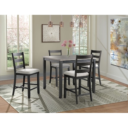 Emmaline Counter-Height Dining Table and 4 Stools - Gray