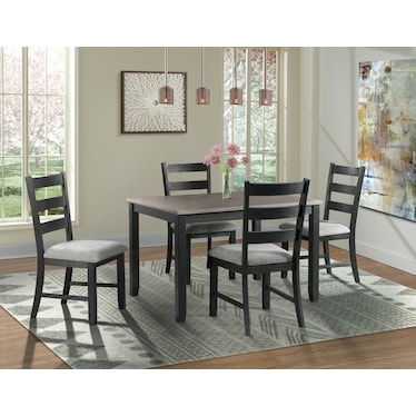 Emmaline Dining Table and 4 Chairs - Gray