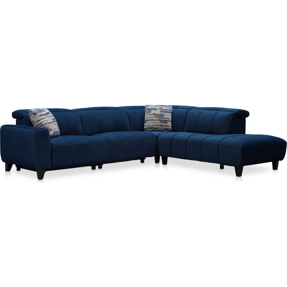 emmett blue  pc power reclining sectional   