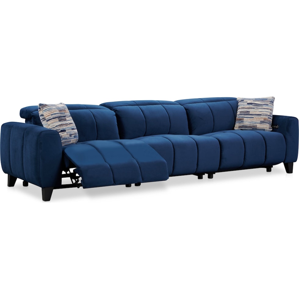 emmett blue power reclining sectional   