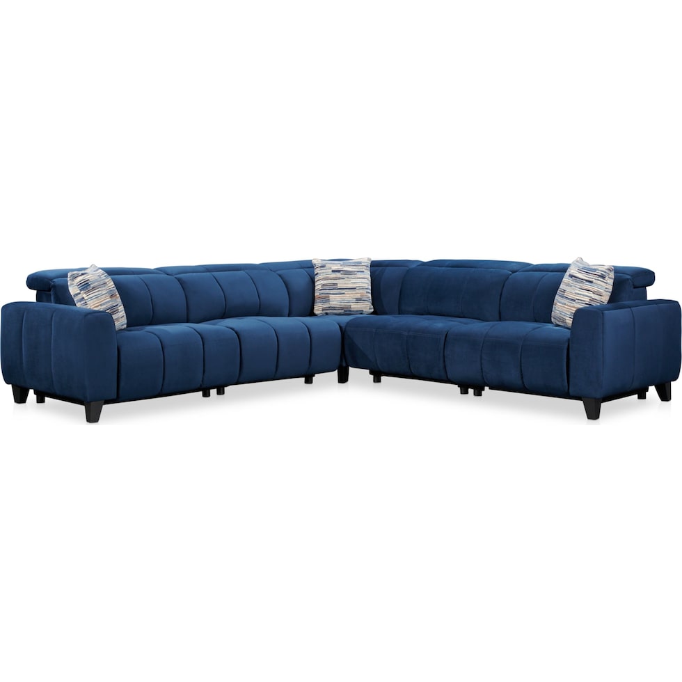 emmett blue power reclining sectional   