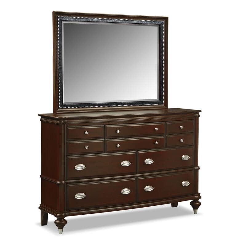 Esquire Dresser and Mirror Merlot Value City Furniture