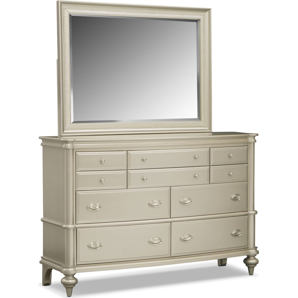 esquire platinum platinum dresser & mirror   