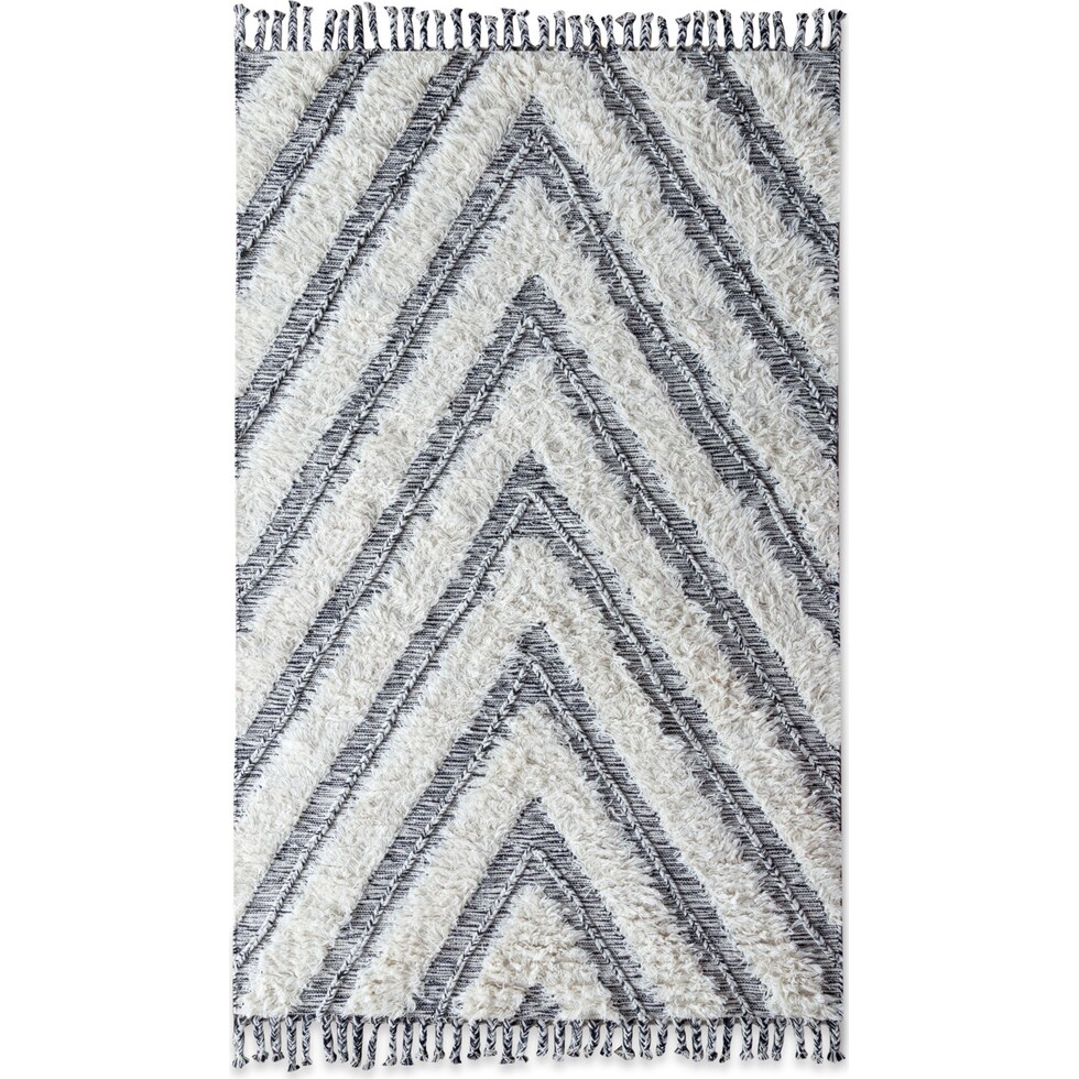 estes ivory black area rug ' x '   