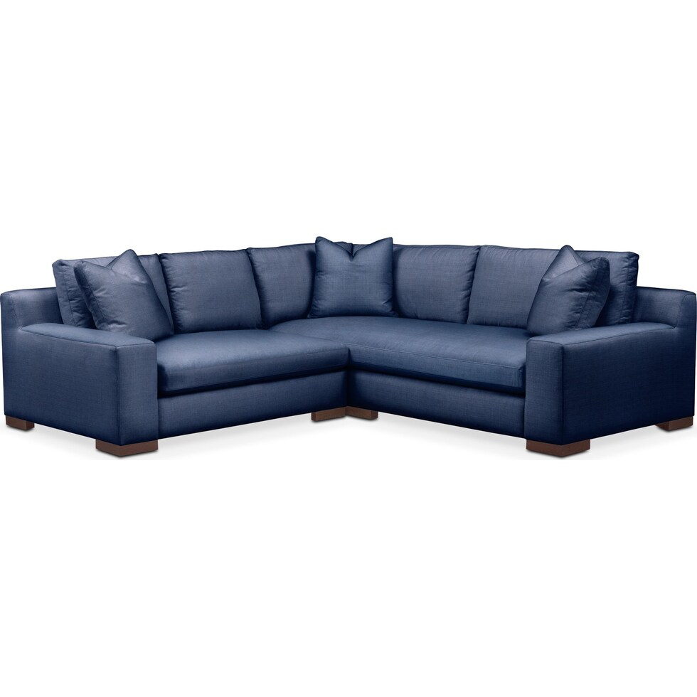ethan blue  pc sectional with left facing loveseat   