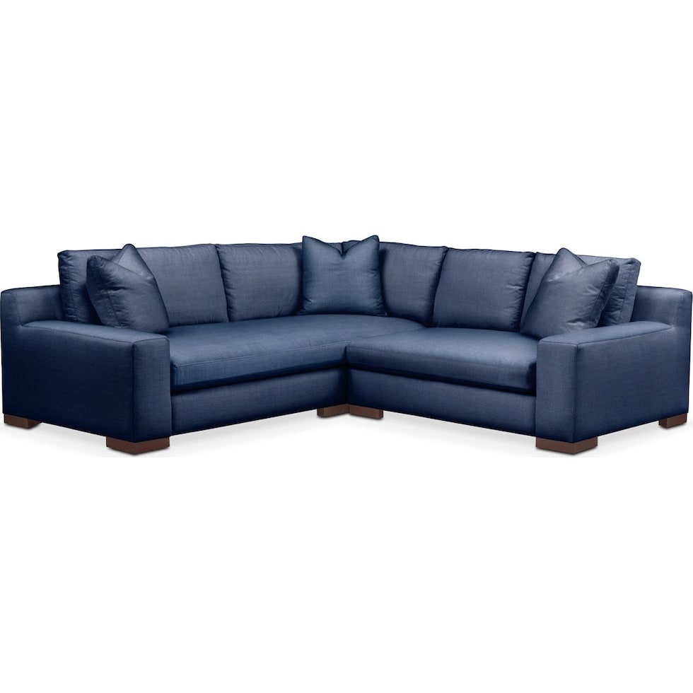 ethan blue  pc sectional with right facing loveseat   