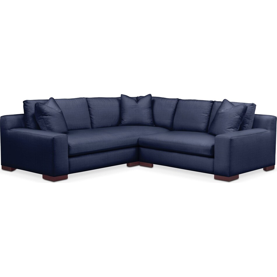 ethan blue  pc sectional with right facing loveseat   