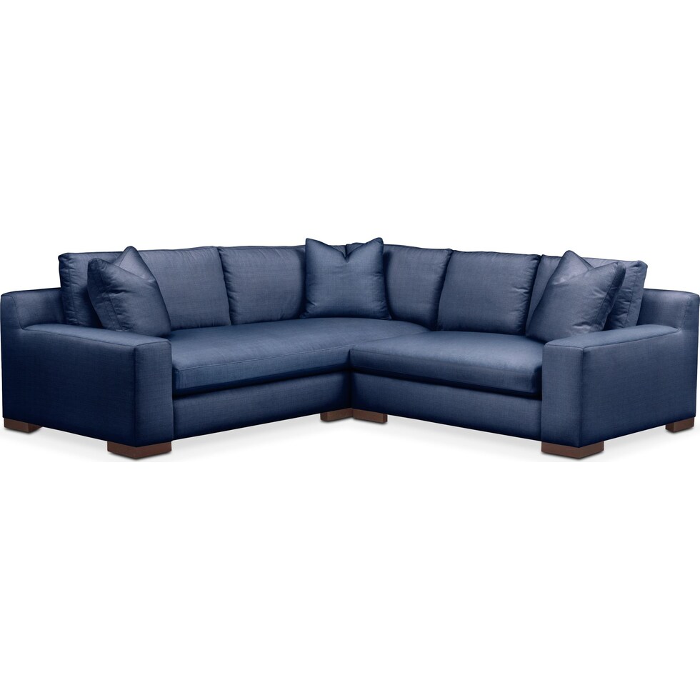 ethan blue  pc sectional with right facing loveseat   