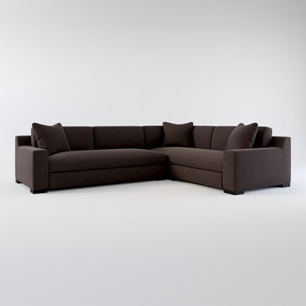 Ethan Foam Comfort 2-Piece Sectional with Left-Facing Sofa - Merrimac Dark Brown