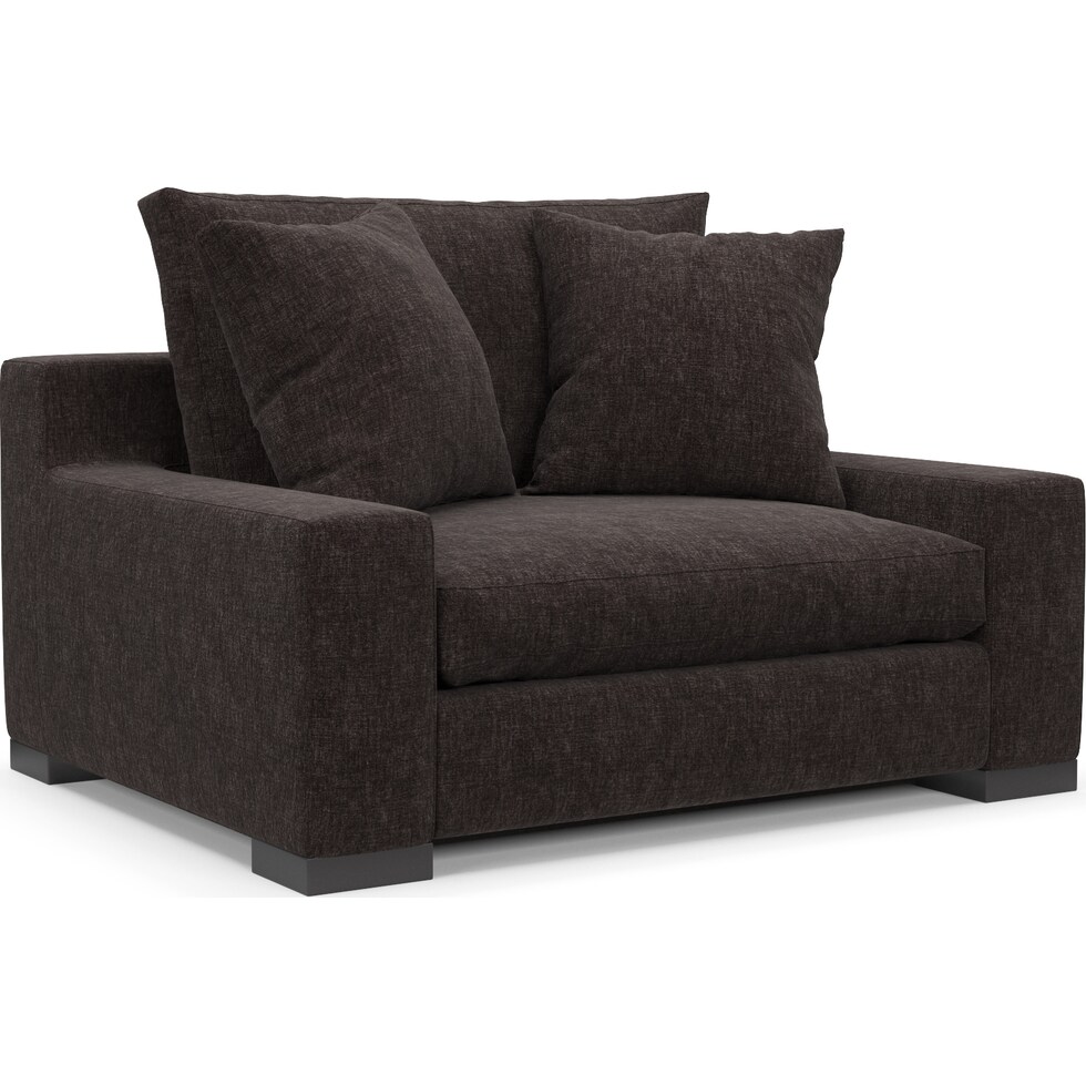 ethan dark brown chair and a half   