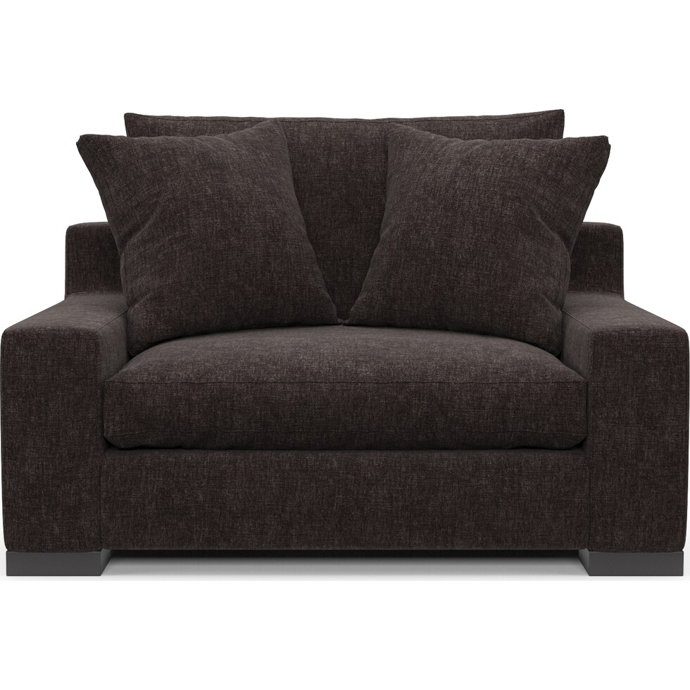 ethan dark brown chair and a half   