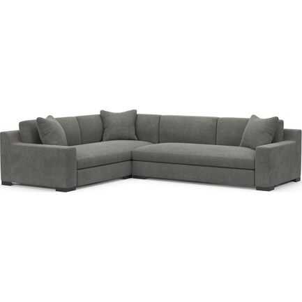 Ethan Foam Comfort 2-Piece Large Sectional with Right-Facing Sofa - Living Large Charcoal