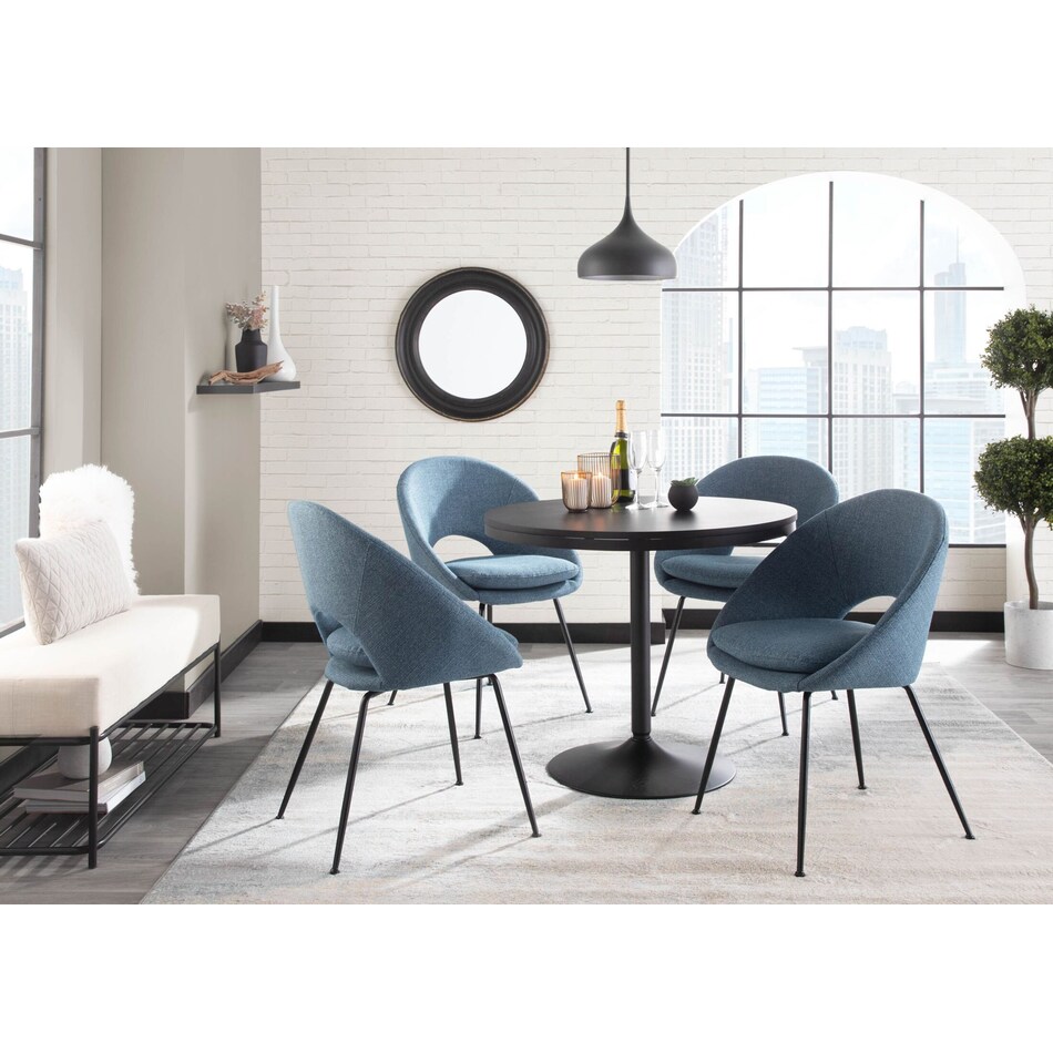Ethel Set of 2 Dining Chairs Black/Blue Value City Furniture