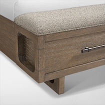 evans light brown king bed   