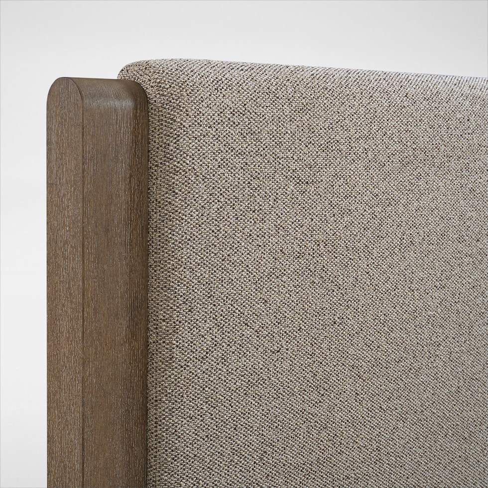 evans light brown queen bed   