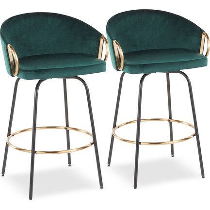 Eve Set Of 2 Counter Height Stools, Teal Green Counter Stool