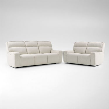 Everest Triple-Power Reclining Sofa and Loveseat Set - Sand