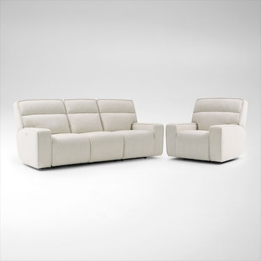 Everest Triple-Power Reclining Sofa and Recliner Set - Sand