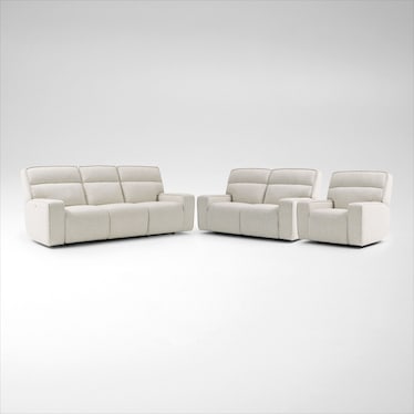 Everest Triple-Power Reclining Sofa, Loveseat and Recliner Set - Sand