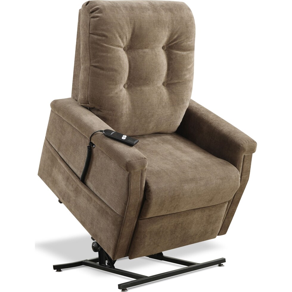 everett light brown power lift recliner   