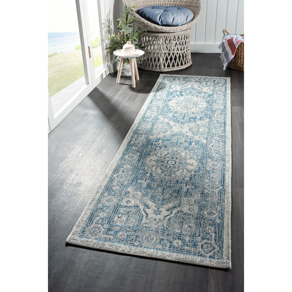 evora blue outdoor area rug   