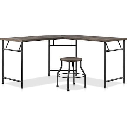 Ezekiel Desk and Stool Set - Dark Oak