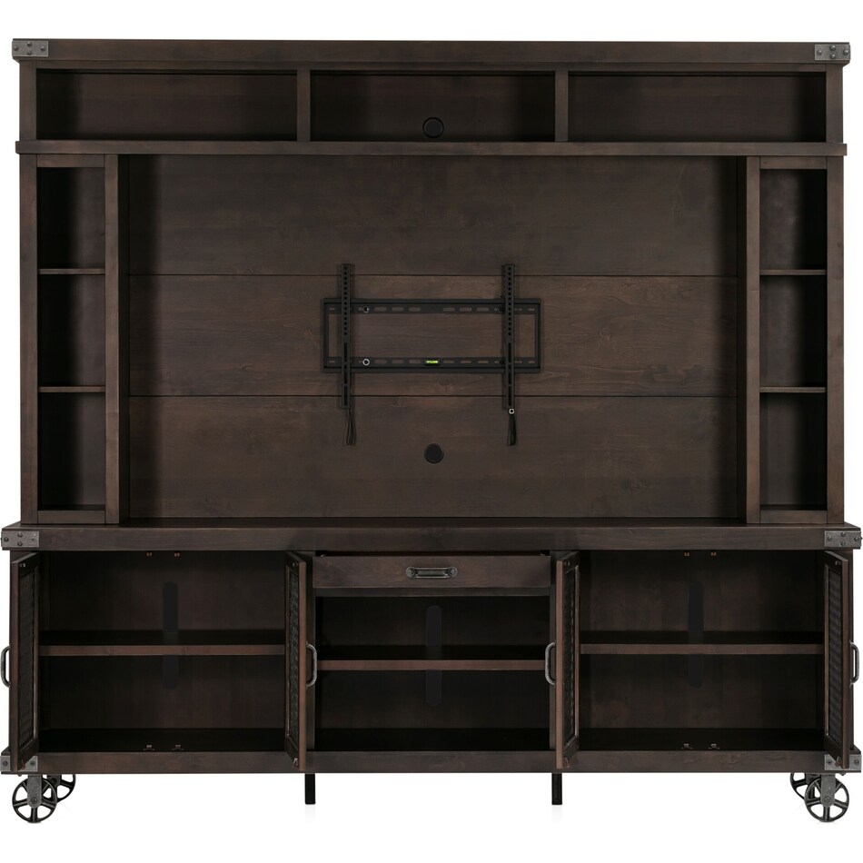 fairmont dark brown entertainment wall unit   