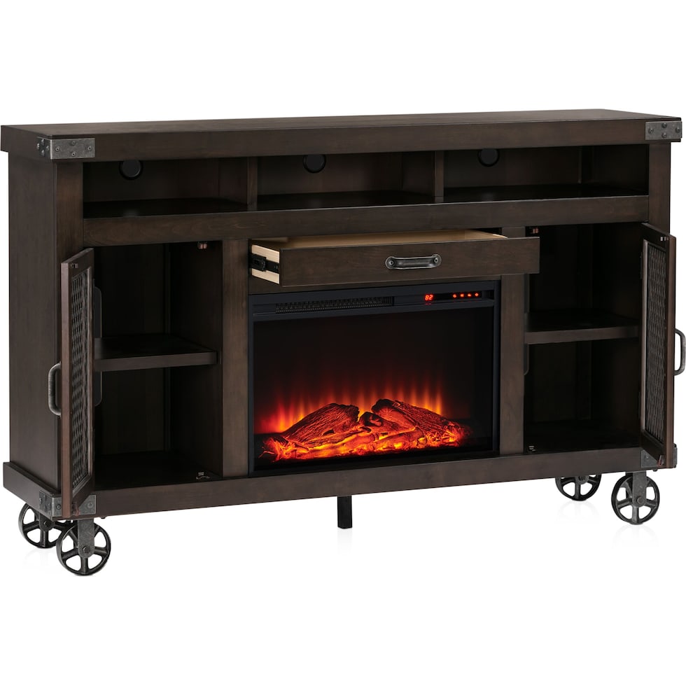 fairmont dark brown fireplace tv stand   