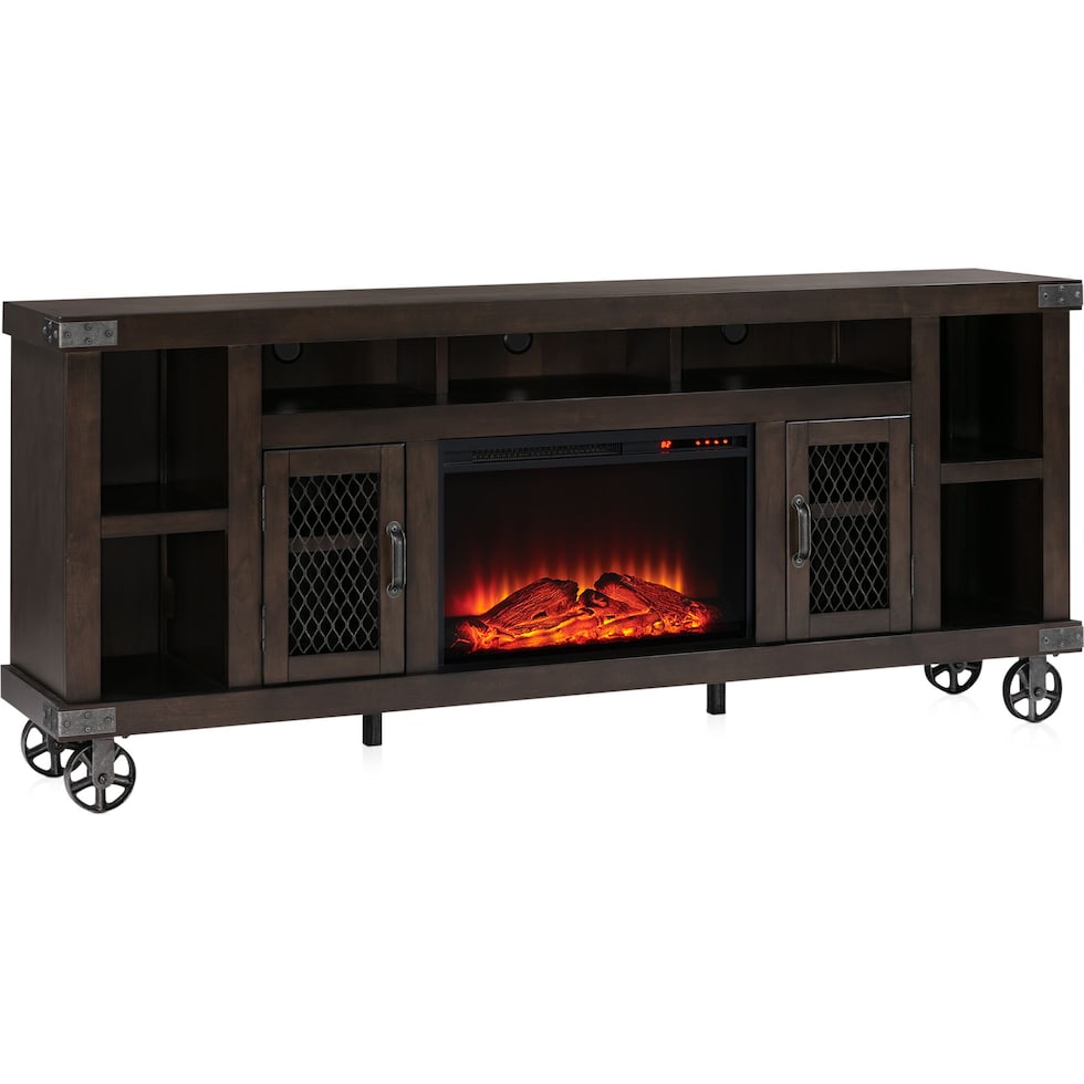 fairmont dark brown fireplace tv stand   