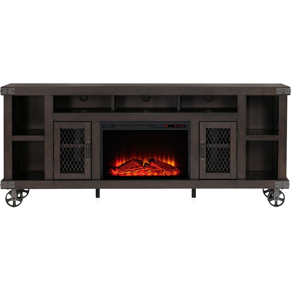 fairmont dark brown fireplace tv stand   