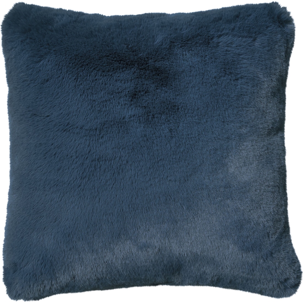 faux fur blue accent pillow   