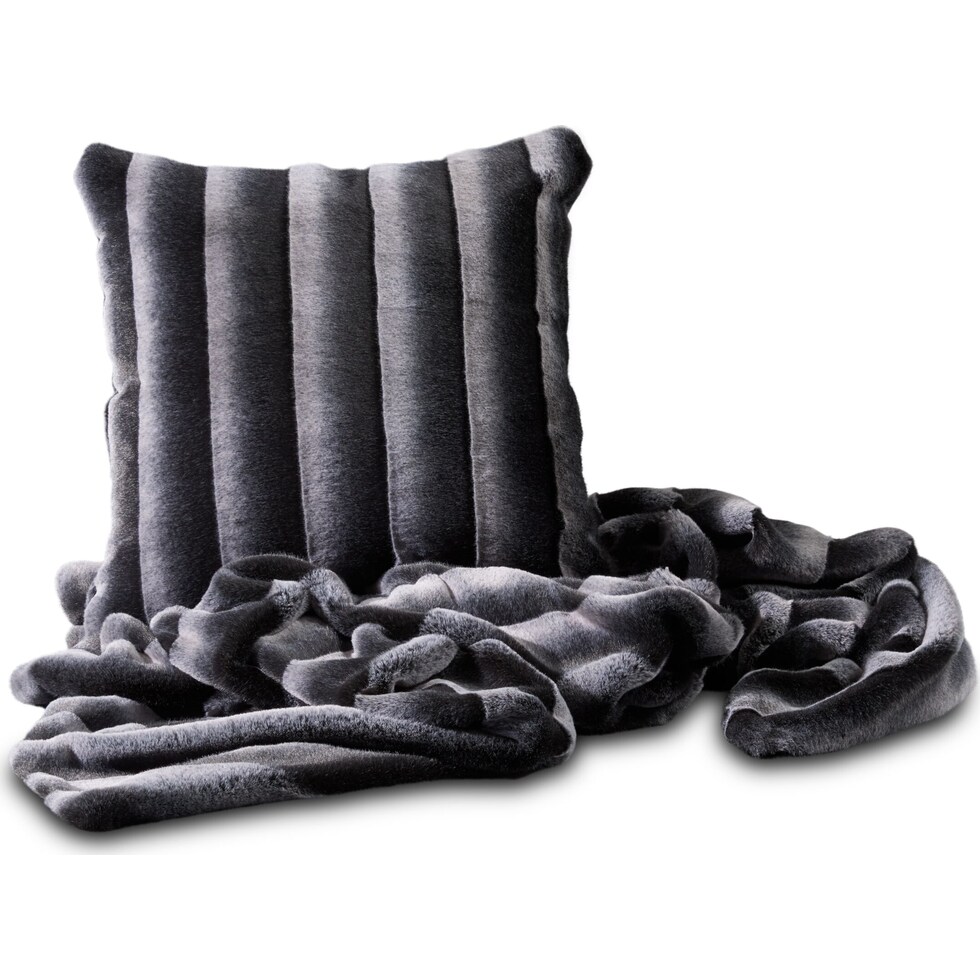 faux fur gray accent pillow   