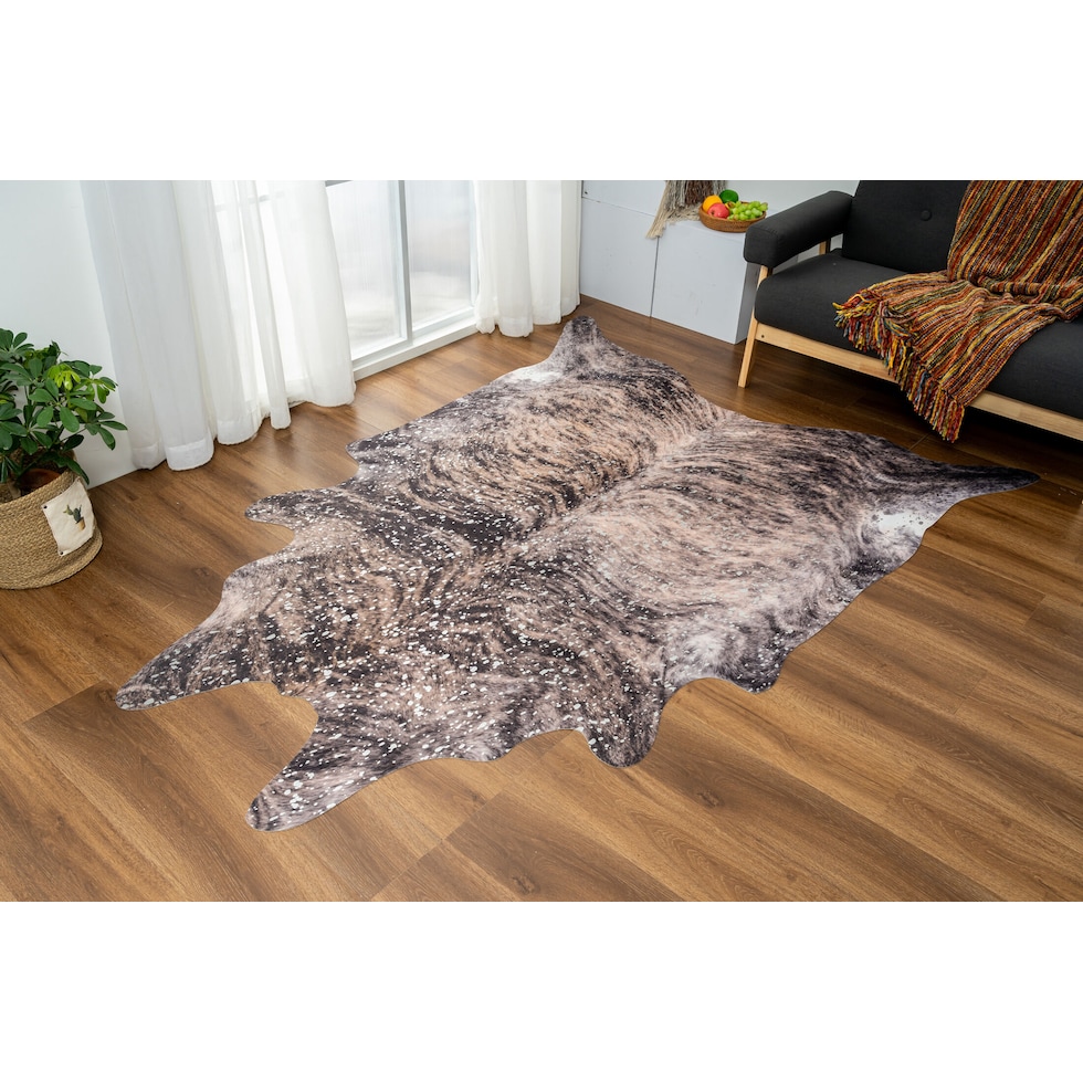 faux hide dark brown area rug  x    